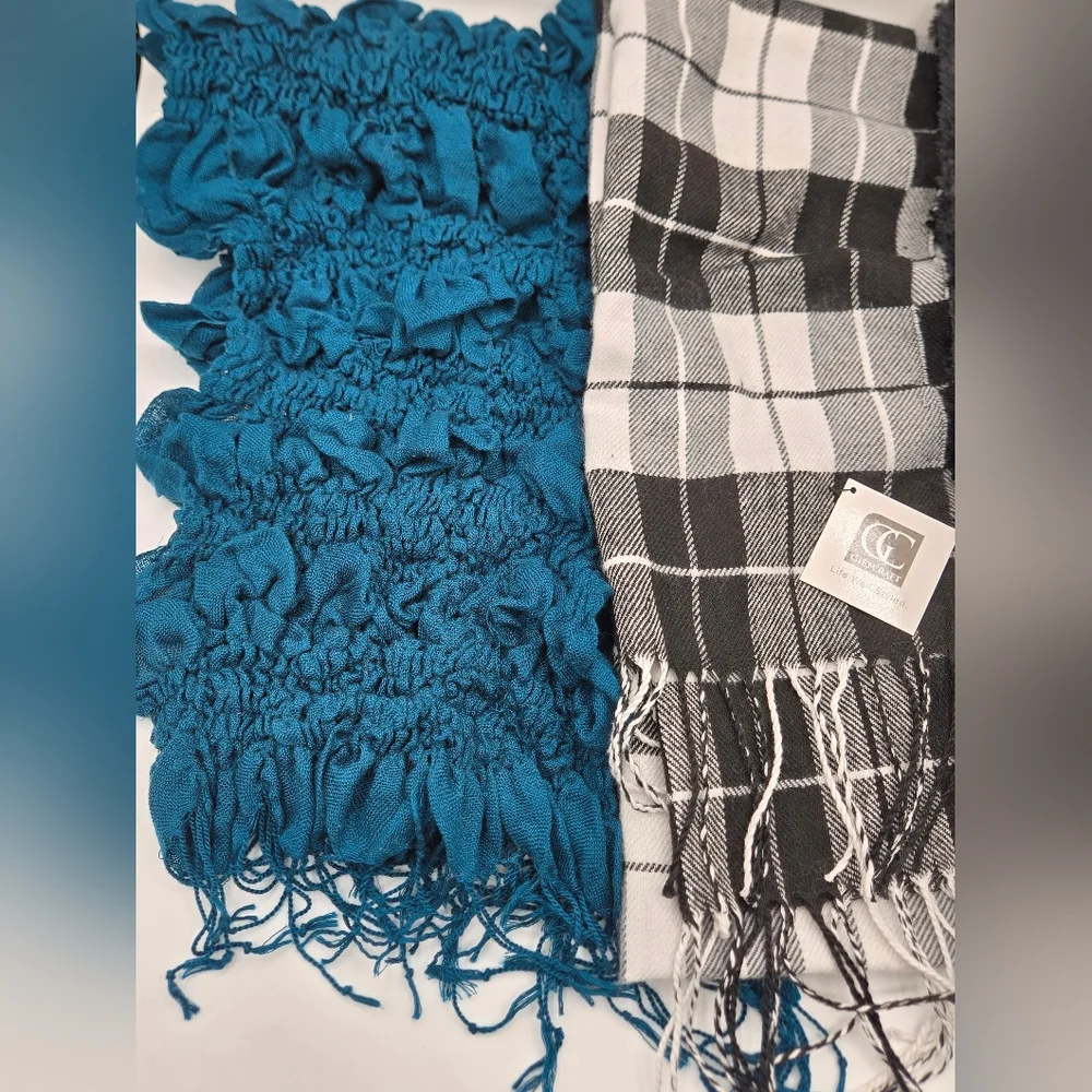 Scarf Lot Cejon NWT In Black Gift Craft In Plaid & Teal Scarf / Wrap